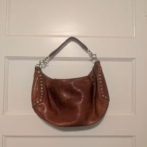 Vintage Y2K Juicy Couture Brown Genuine Leather Hobo Bag Purse Gold